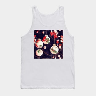 Watercolor Christmas Tree with Ball Ornaments Tank Top